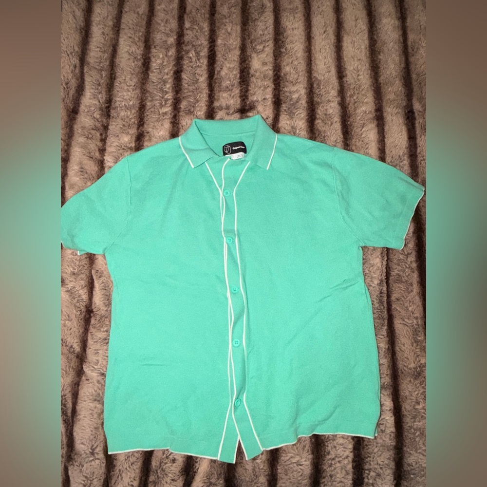 Original Use Knit Button-Down Polo Mint green